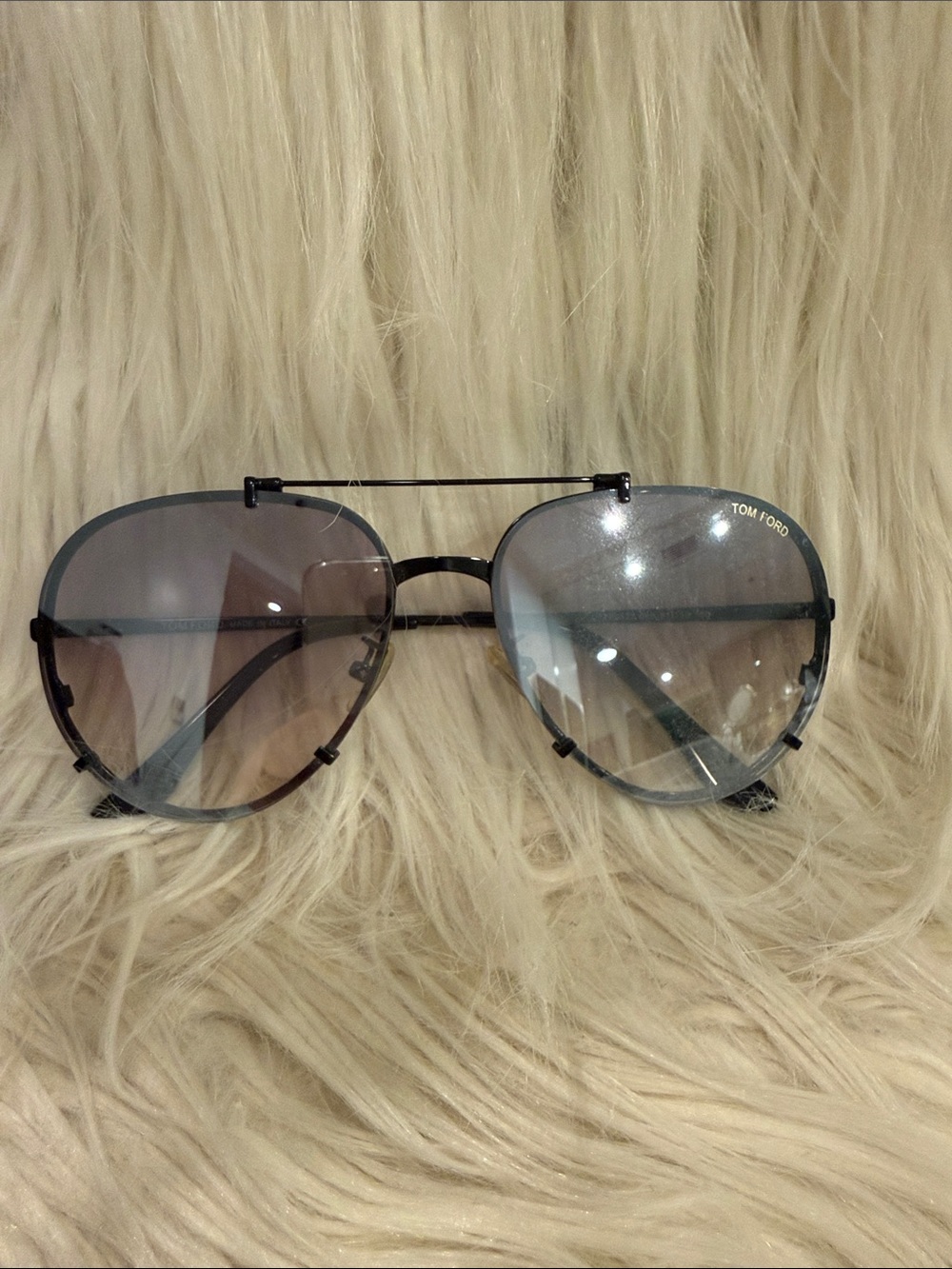 Tom Ford Black Aviator Sunglasses with Gray Gradient Lenses